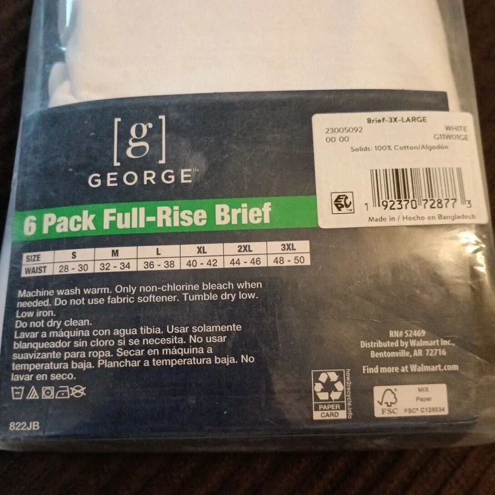 George Men's Full‎ Rise Cotton Briefs
